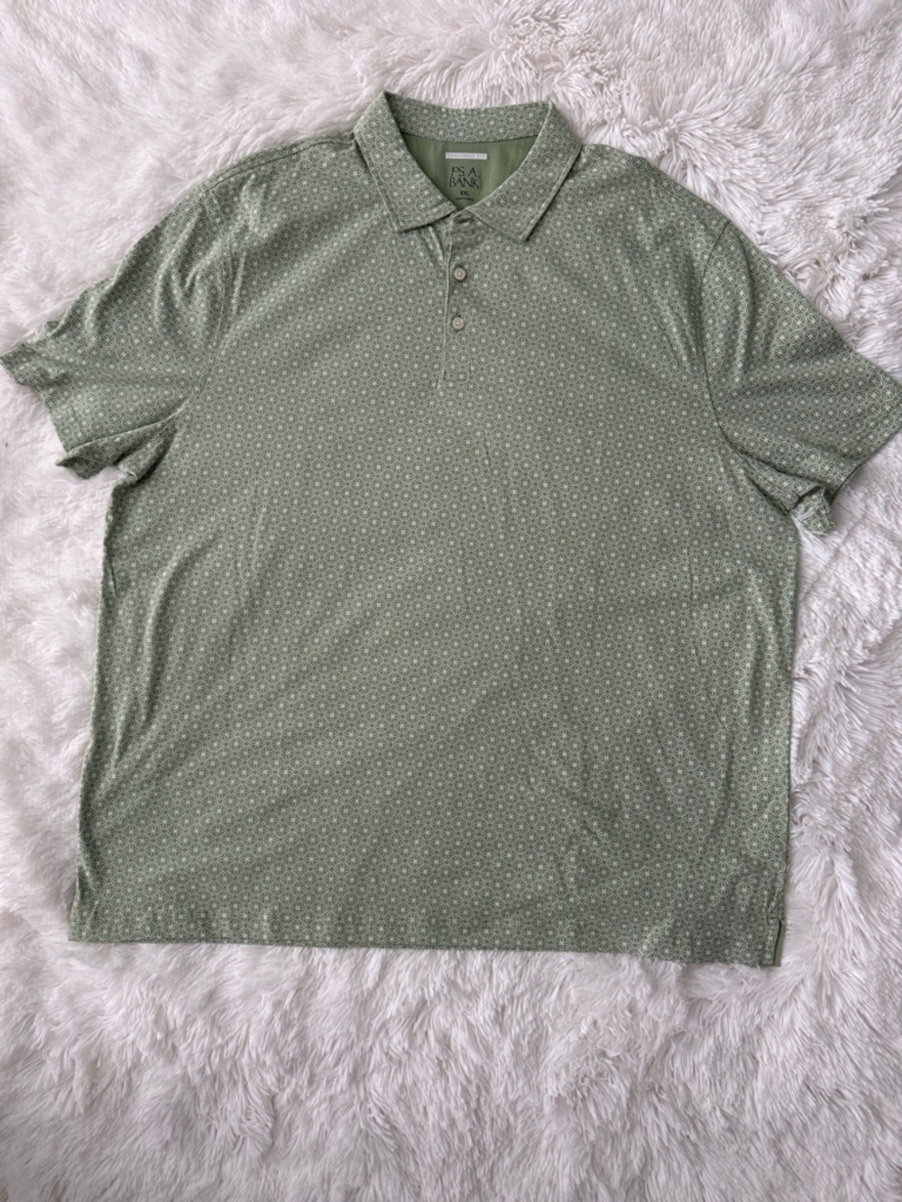 Jos. A. Bank Sage Green Polo with Micro Geo Print